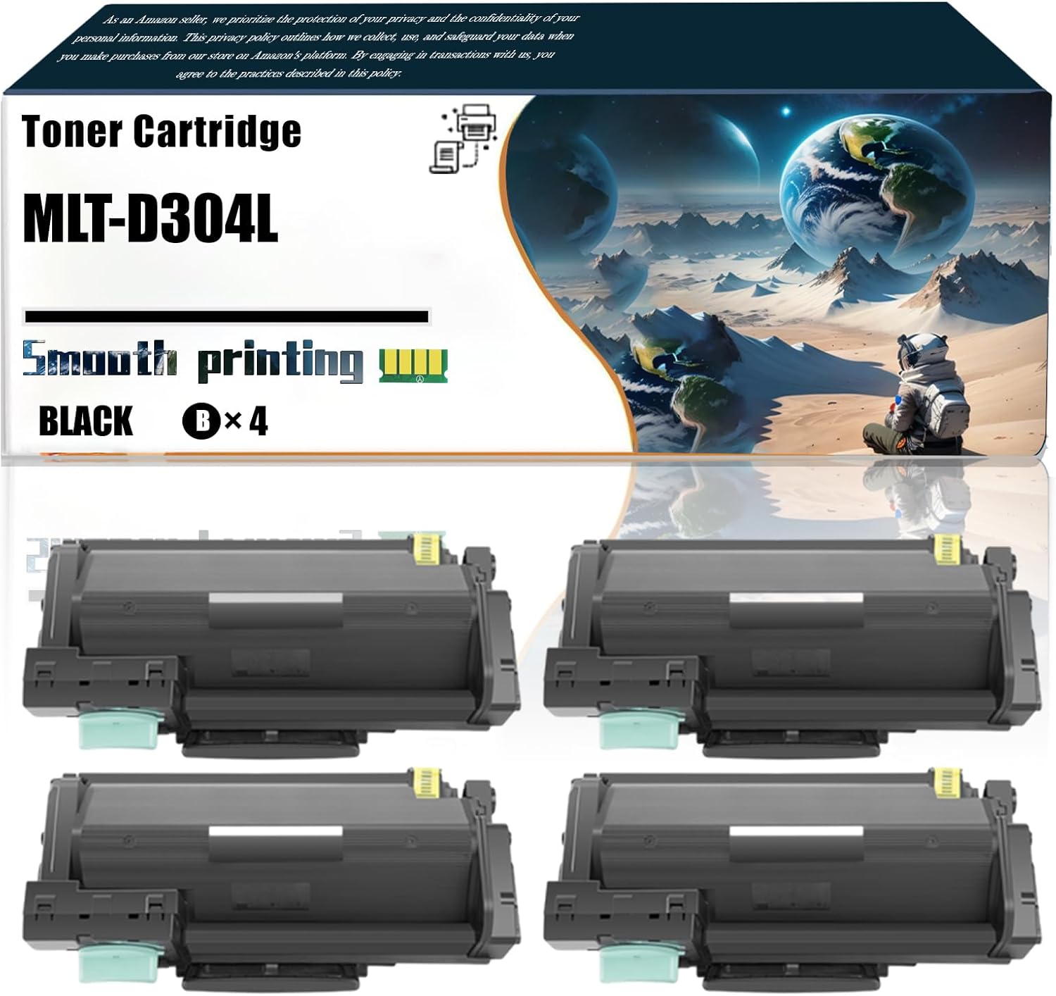 Replacement Parts Toner Cartridge MLT-D304L Compatible with Samsung ProXpress M4530ND M4530NX M4583FX Printers, Contains Chip and Clear Printing (4 Pack Black)