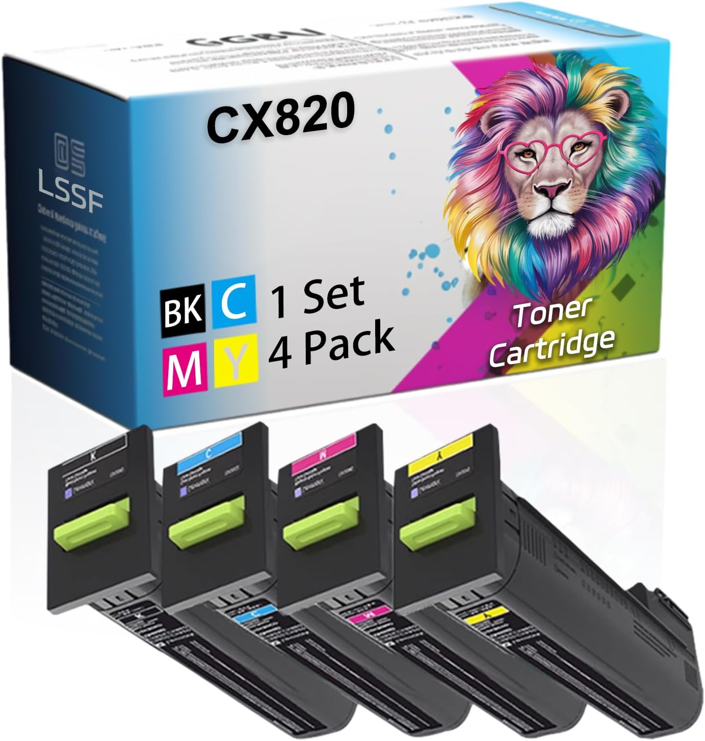 Compatible for Lexmark CS820 CX820 CX860dte CS820dte CX825 CX860 CX820dtfe CX825dtfe Printer, CX820 72K00KG 72K00CG 72K00MG 72K00YG Toner Cartridge (Multicolour)