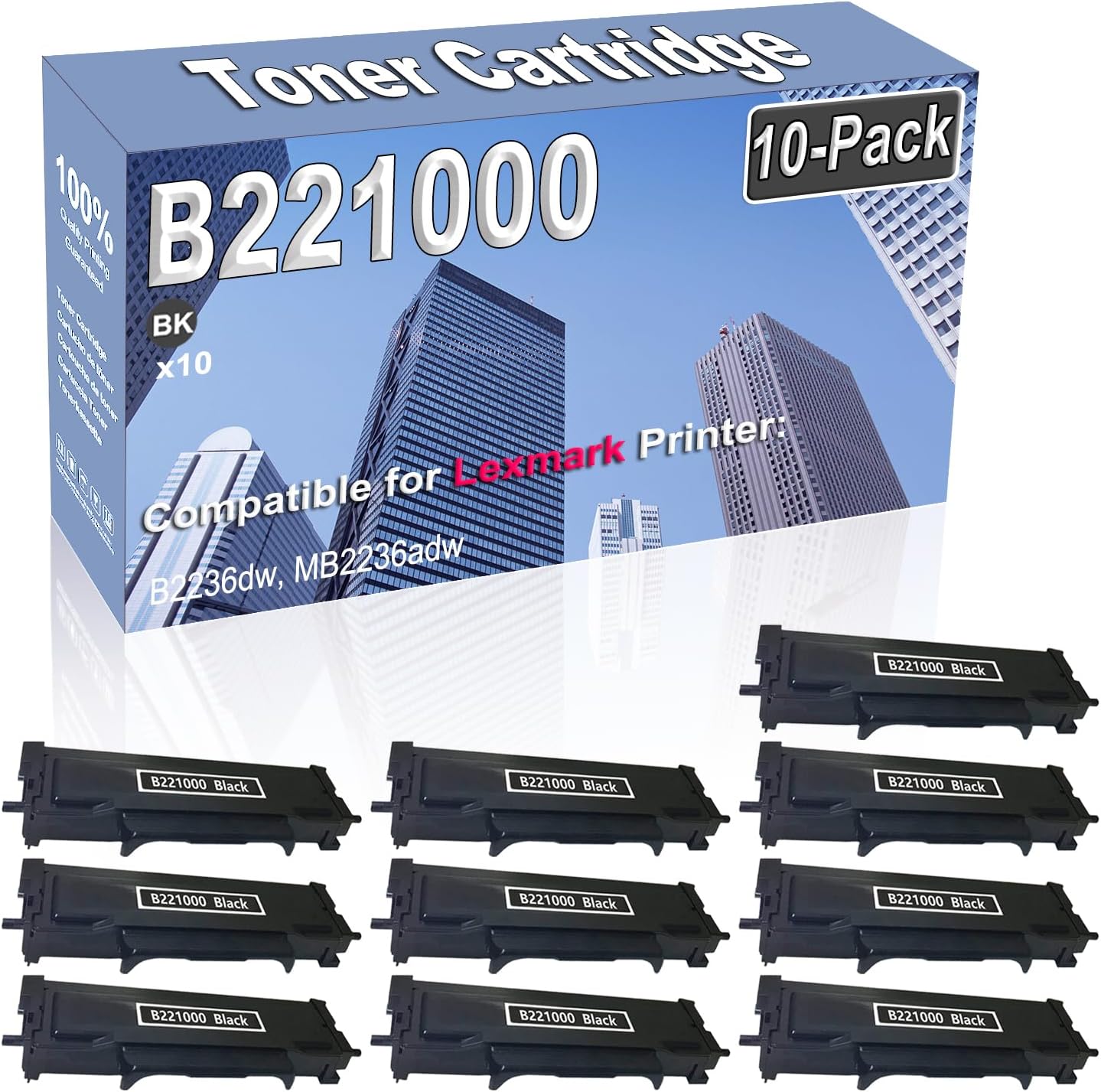 Credibility Store 10-Pack Compatible High Capacity B221000 Printer Cartridge use for B2236dw MB2236adw Toner Cartridge (Black)