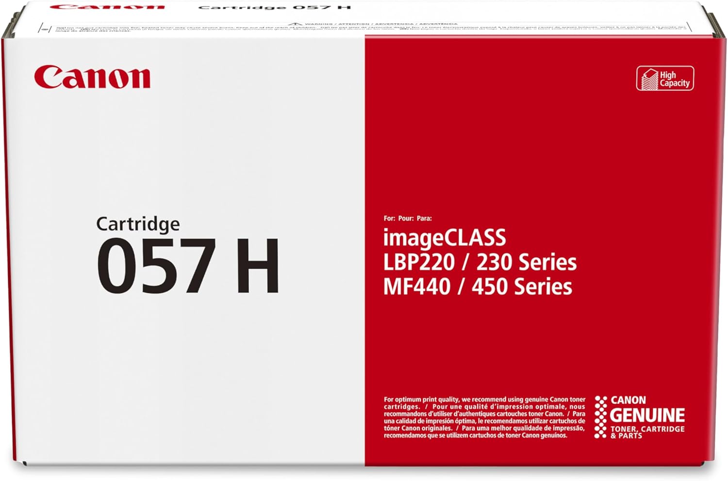 Canon Genuine 057 Black Toner Cartridge High Capacity Compatible with LBP220 Series, LBP230 Series, MF440 Series, MF450 Series