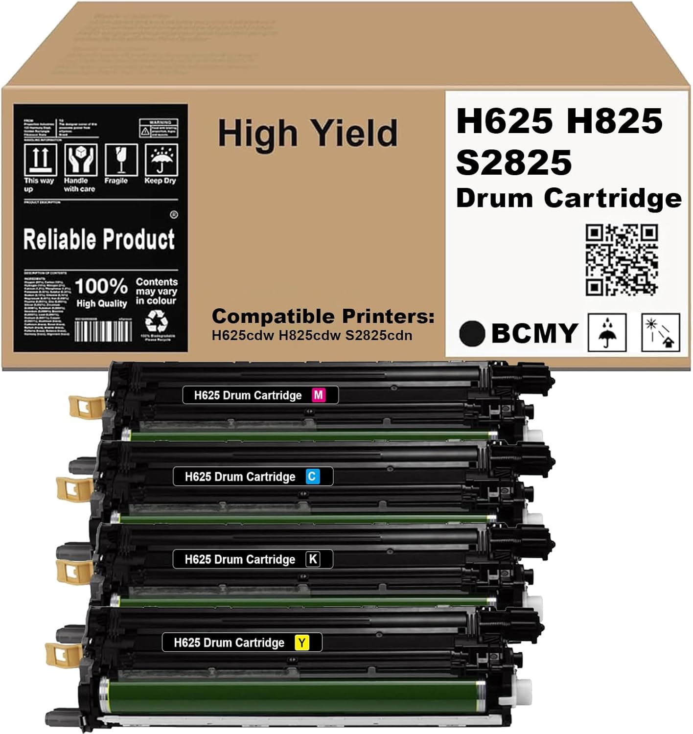 H625 H825 S2825 Drum Cartridge Replacement for Dell MJN86 CD7Y3 D20NH 16C0Y Drum Cartridge for H625cdw H825cdw S2825cdn Printer(BCMY)