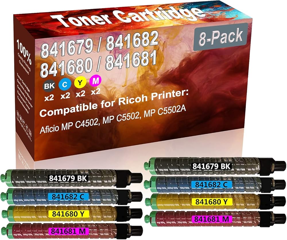 Credibility Store 8-Pack (2BK+2C+2Y+2M) Compatible High Yield 841679 841682 841680 841681 Printer Toner Cartridge use for Ricoh Aficio MP C4502, MP C5502 Printers