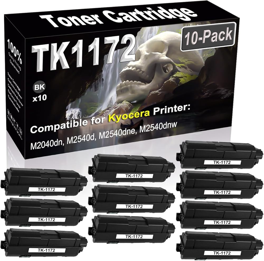 SINIYA 10-Pack Compatible High Capacity TK1172 TK-1172 1T02S50US0 Imaging Toner Cartridge use for Kyocera M2040dn M2540d M2540dne M2540dnw Printer (Black)