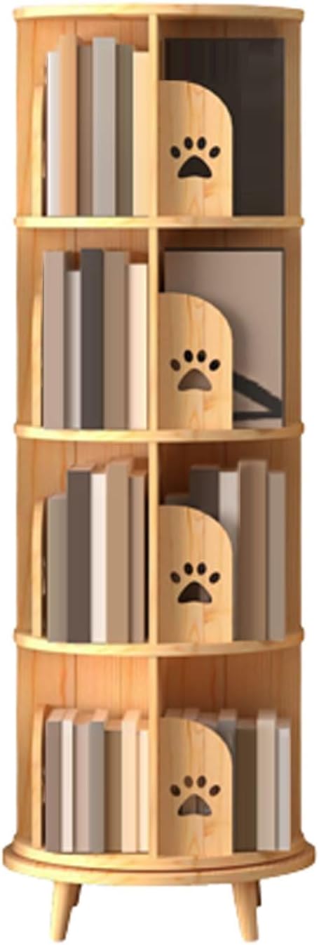 GAMAK Rotating Bookshelf for Kids with 4 Legs 360 Display 1-4 Tier Cartoon Books Rack Floor Simple Child Book Shelf Easy Assemble for Bedroom Study Room (Size : Four, Color : Straight Edge)