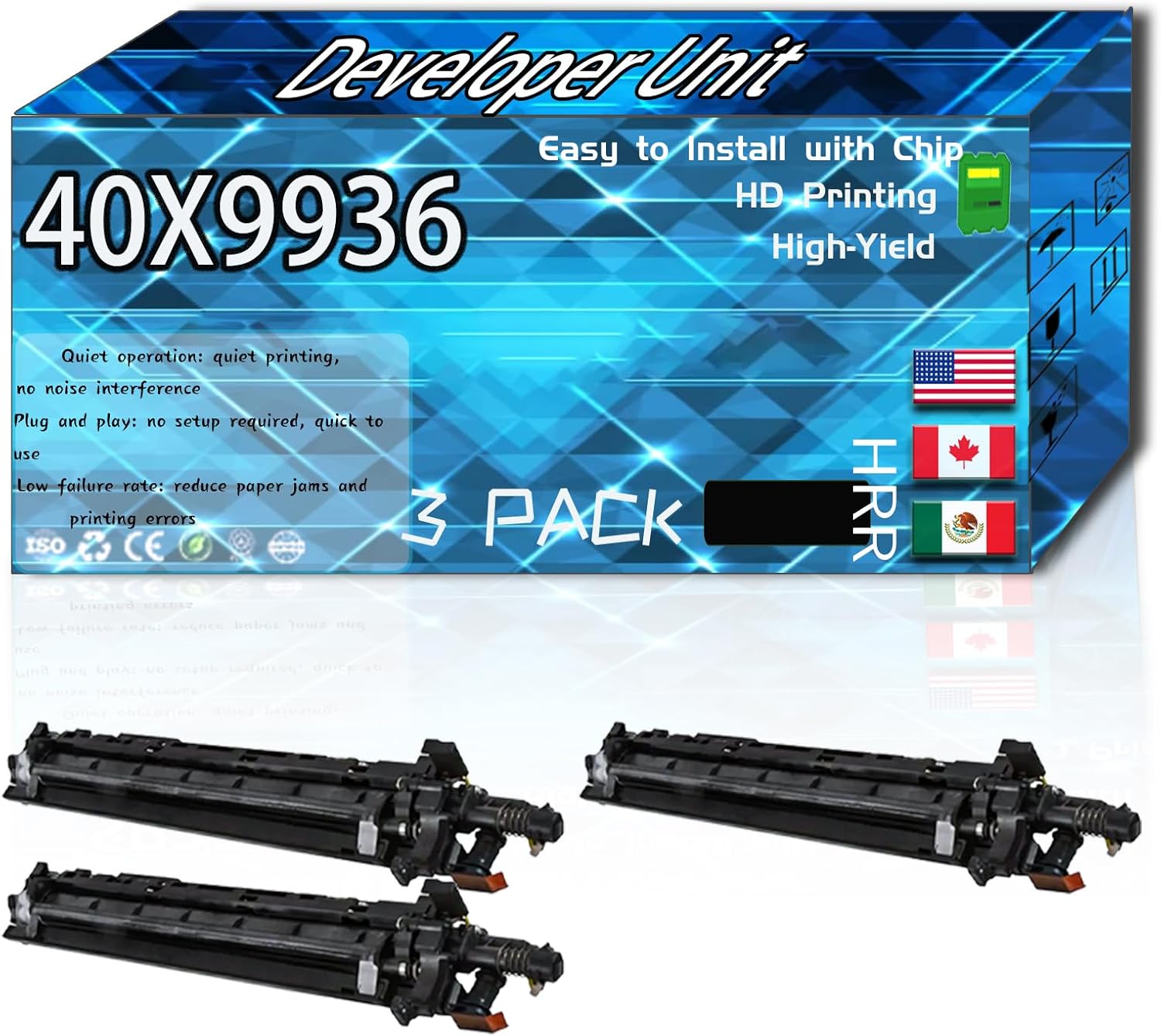 40X9936 Developer Unit Compatible for Lexmark MS911de MX910de MX911dte MX912dxe XM9155 XM9165 Printers, High Production Replacement (3 Pack Black)