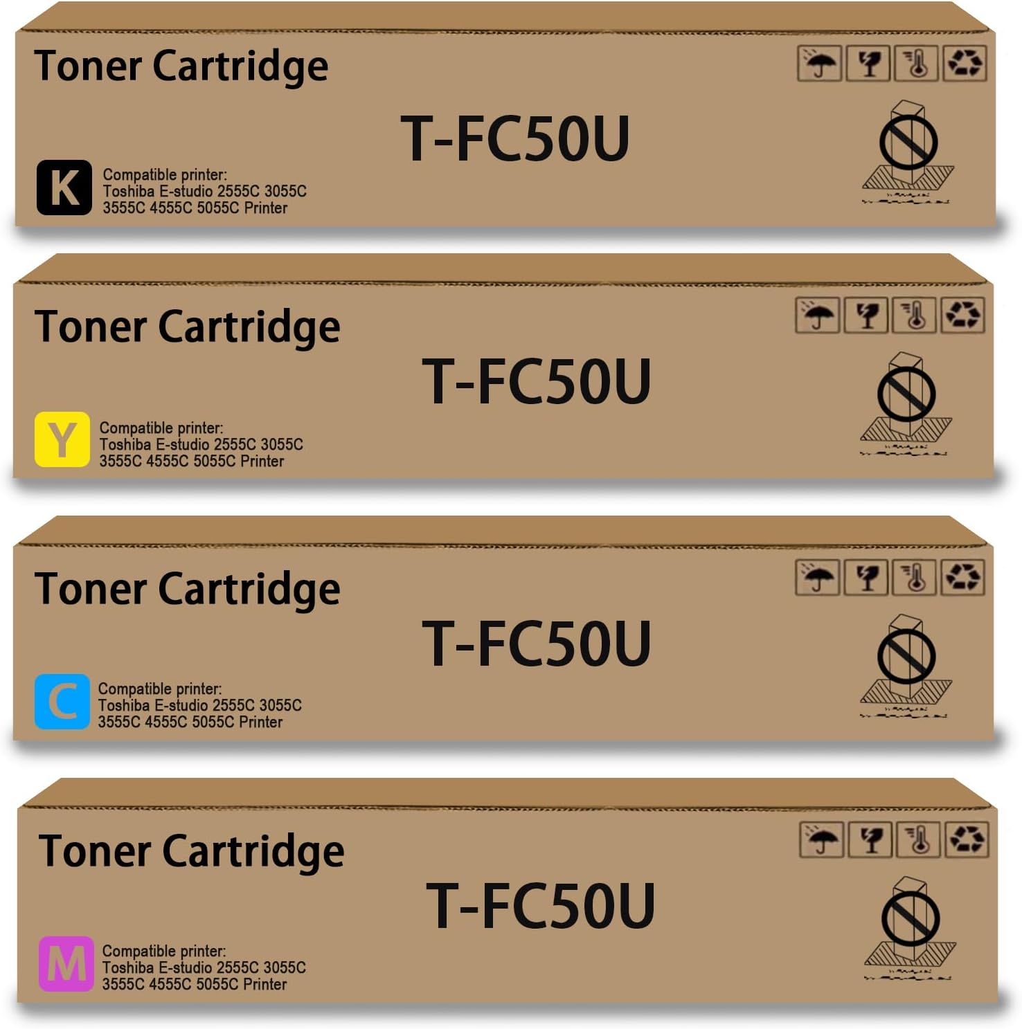 SAIBOYA T-FC50U Toner Cartridge Replacement for Toshiba T-FC50U T-FC50U-Y T-FC50U-M T-FC50U-C T-FC50U-K Toner for e-Studio 4555c 5055c 2555c 3055c 3555c Printer (BK/C/M/Y)