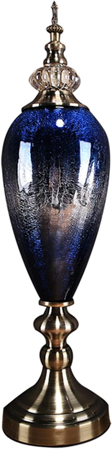 IIPOSAQQ Handmade Art Glass Vase Elegant Crack Blue Tall Vase Contemporary Home Decor for Office Living Dining Room Table Decoration Tabletop Decoration