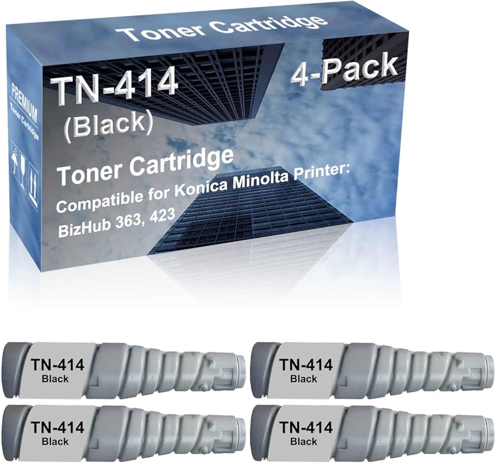 4-Pack Compatible High Capacity 363, 423 Printer Toner Cartridge Replacement for Konica Minolta TN414 TN-414 (A202030) Toner Cartridge (Black)
