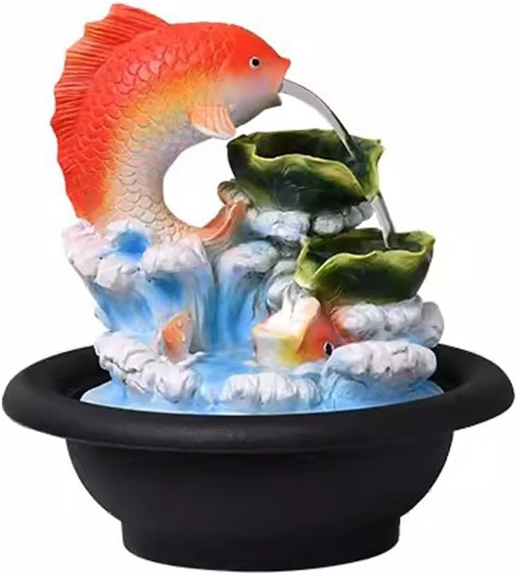 Tabletop Fountain Flowing Water Decoration Fountain Chinese Style Rockery Home Decoration Gift Office Opening Desktop Decoration Water Fountain (Color : 02) (2)