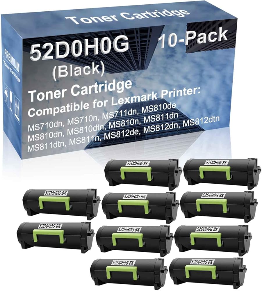 10-Pack Compatible High Capacity 52D0H0G Printer Cartridge use for MS810dtn, MS810n, MS811dn, MS811dtn Printer (Black)