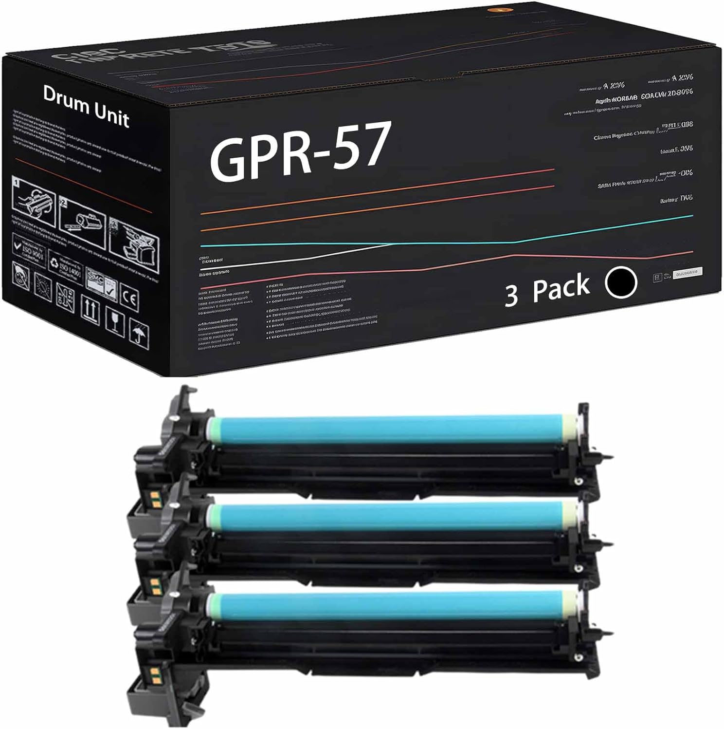 GPR-57 Drum Unit Compatible with Canon imageRUNNER Advance 4545i 4545i II 4545i III Printers, High Yield 344000 Pages (3 Pack Black)