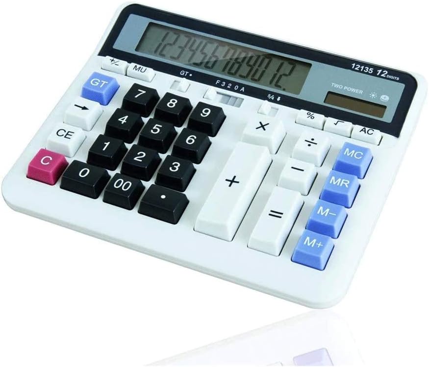 EWUROI Calculator,12 Digit Solar Battery Basic, Power with Large LCD Display Office Calculators