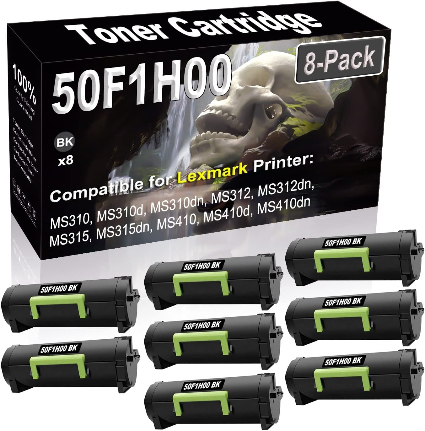 SINIYA 8-Pack (Black) Compatible MS310d MS310dn MS312dn MS315dn MS410dn MS415dn Laser Printer Cartridge (High Capacity) Replacement for 50F1H00 501H Printer Cartridge