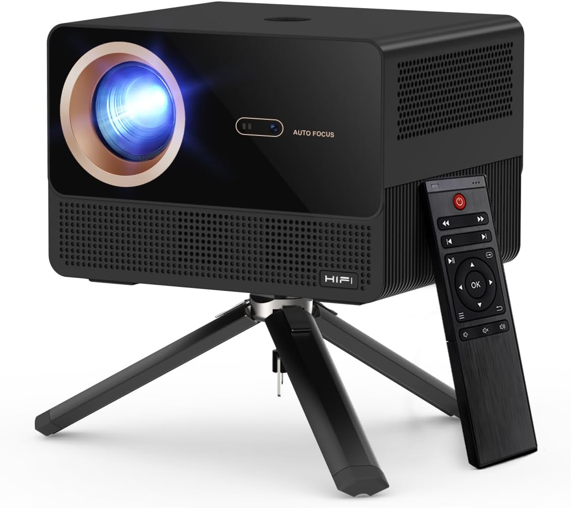 2200 ANSI Smart Projector with 1080P Native Office Video Projector, Indoor Movie Projector with 4K Support, Auto Focus,Home Theater Movie Projector with WiFi 6 & Bluetooth