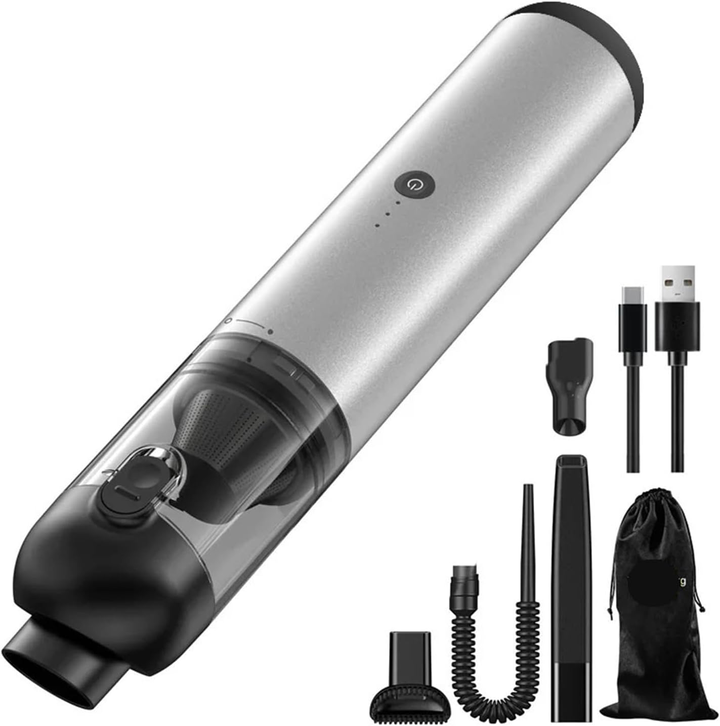 ZCYJEHNHE Compatible with Xiaomi 16000Pa Car Vacuum Cleaner Wireless Handheld Strong Suction Vacuum Cleaner High Power Portable Clean Tool Home Appliances(Elegant Silver White)