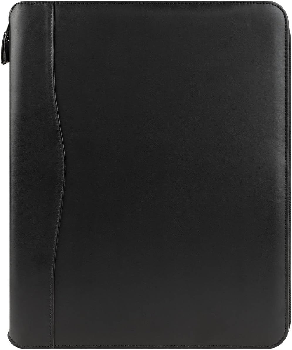 FranklinCovey - FC Basics Spacemaker Ring-Bound Binder for FranklinCovey Planners | Simulated Leather Vinyl - Zipper Binder (Monarch, Black)