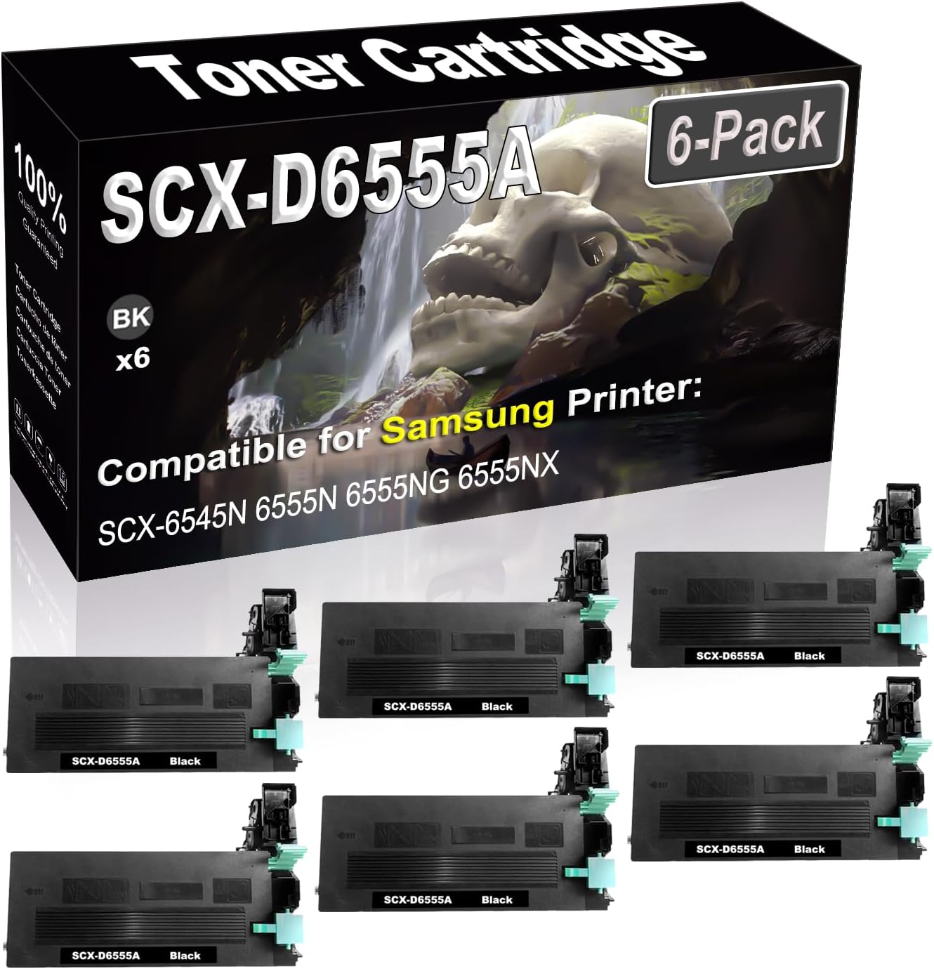 6-Pack (Black) Compatible High Yield SCX-D6555A Laser Printer Toner Cartridge use for Samsung SCX-6545N 6555N 6555NG 6555NX Printer
