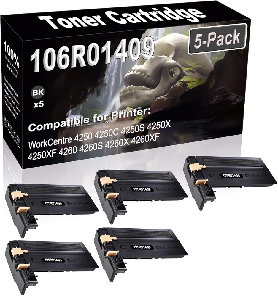 SINIYA 5-Pack (Black) Compatible High Yield 106R01409 Laser Printer Toner Cartridge use for WorkCentre 4250 4250C 4250S 4250X 4250XF 4260 4260S 4260X 4260XF Printer