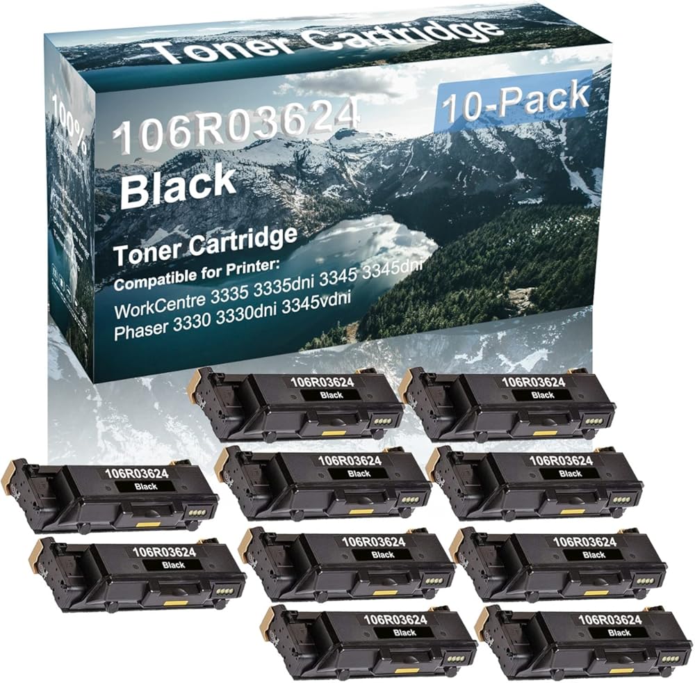 Credibility Store 10-Pack (Black) Compatible High Capacity 106R03623 106R03624 Printer Cartridge use for WorkCentre 3335 3335dni Printer