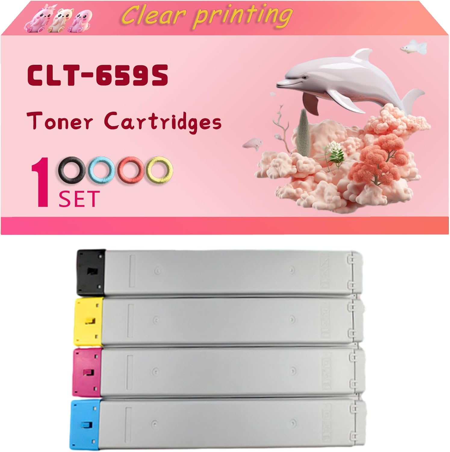 CLT-659S Toner Cartridges Compatible for Samsung MultiXpress CLX-8640ND CLX-8650ND Printers, High Yield 20000 Pages, Clear Bright Colors (4-Pack BK/C/M/Y)