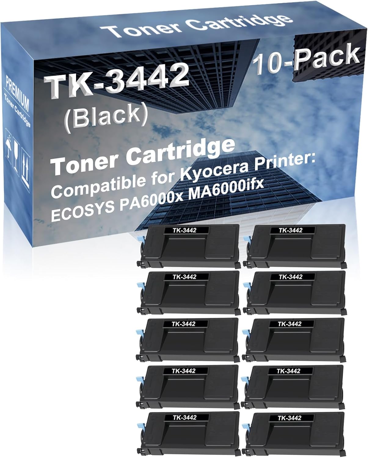 10-Pack Compatible High Capacity TK-3442 TK3442 (1T0C0T0US0) Printer Cartridge use for Kyocera ECOSYS PA6000x MA6000ifx Printer (Black)