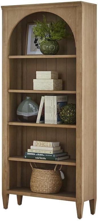 Starlight Wood Open Bookcase, Fully Assembled, 3 Adjustable Shelves, 1 Fixed Shelf, Wire Brushed Light Oak Finish, Brown Wood