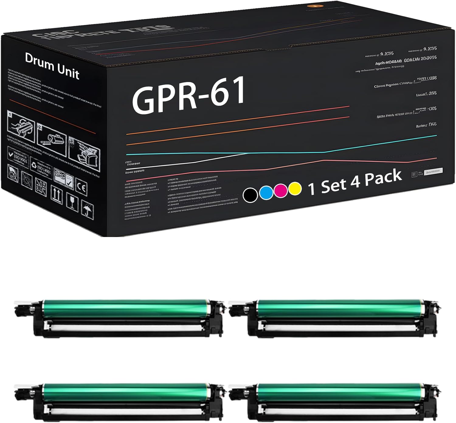 UVUMB Compatible with Canon GPR-61 GPR61 GPR 61 Drum Unit Work for Canon imageRUNNER Advance DX C5840i DX C5850i C5860i Printers (4-Pack BK/C/M/Y)