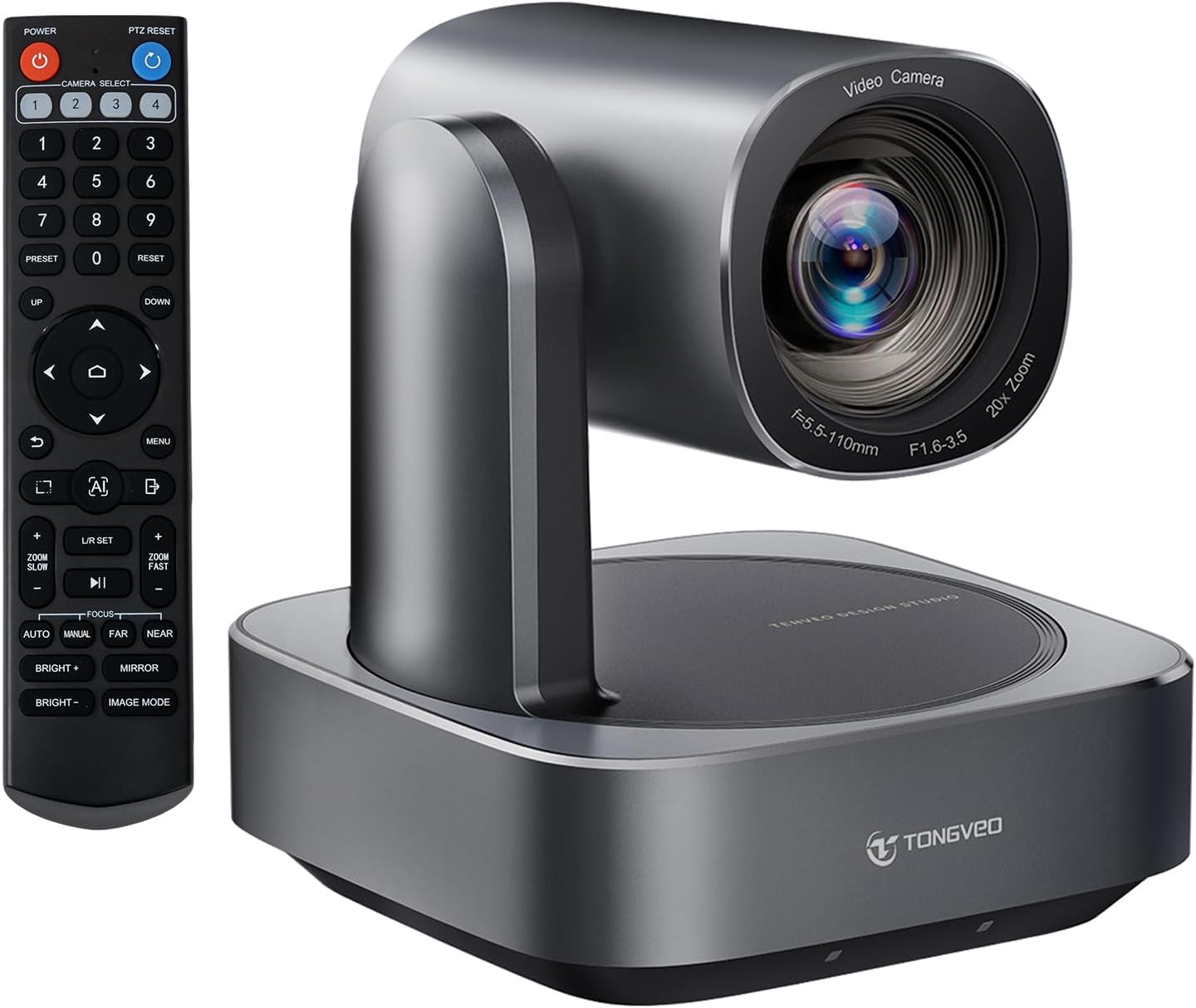 AI Auto-Tracking PTZ Camera 20x Optical Zoom HDMI USB IP Live Streaming Camera 1080P 60fps Video Conferencing System POE Supply for Church Services Worship Education Work with Zoom Team vMix OBS