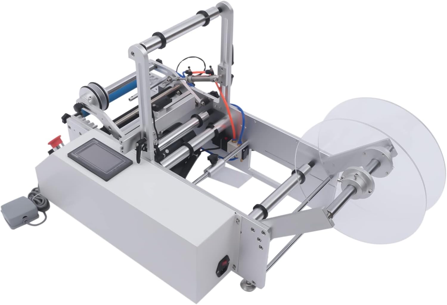 LT-190 Semi-Automatic Round Bottle Labeling Machine, 300W Label Printer Equipment, 20-40 Labels/Min, ±0.5mm Precision, 110V for 0.787-4.72in Diameter Bottles for Cosmetic, Food, Beverage & Medical