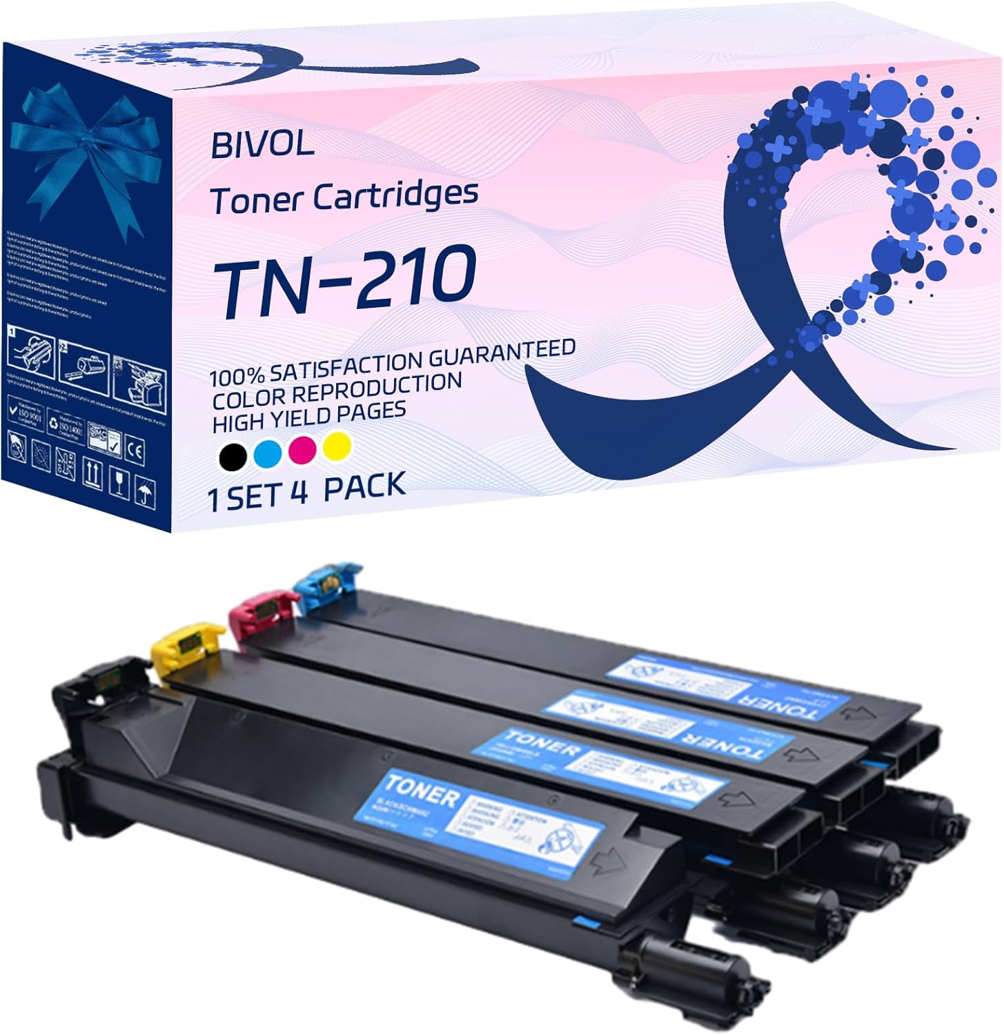 BIVOL TN-210 Toner Cartridges Compatible for Konica Minolta bizhub C250 C250P C252 C252P Printers, High Yield 21000 Pages (Multicolor)