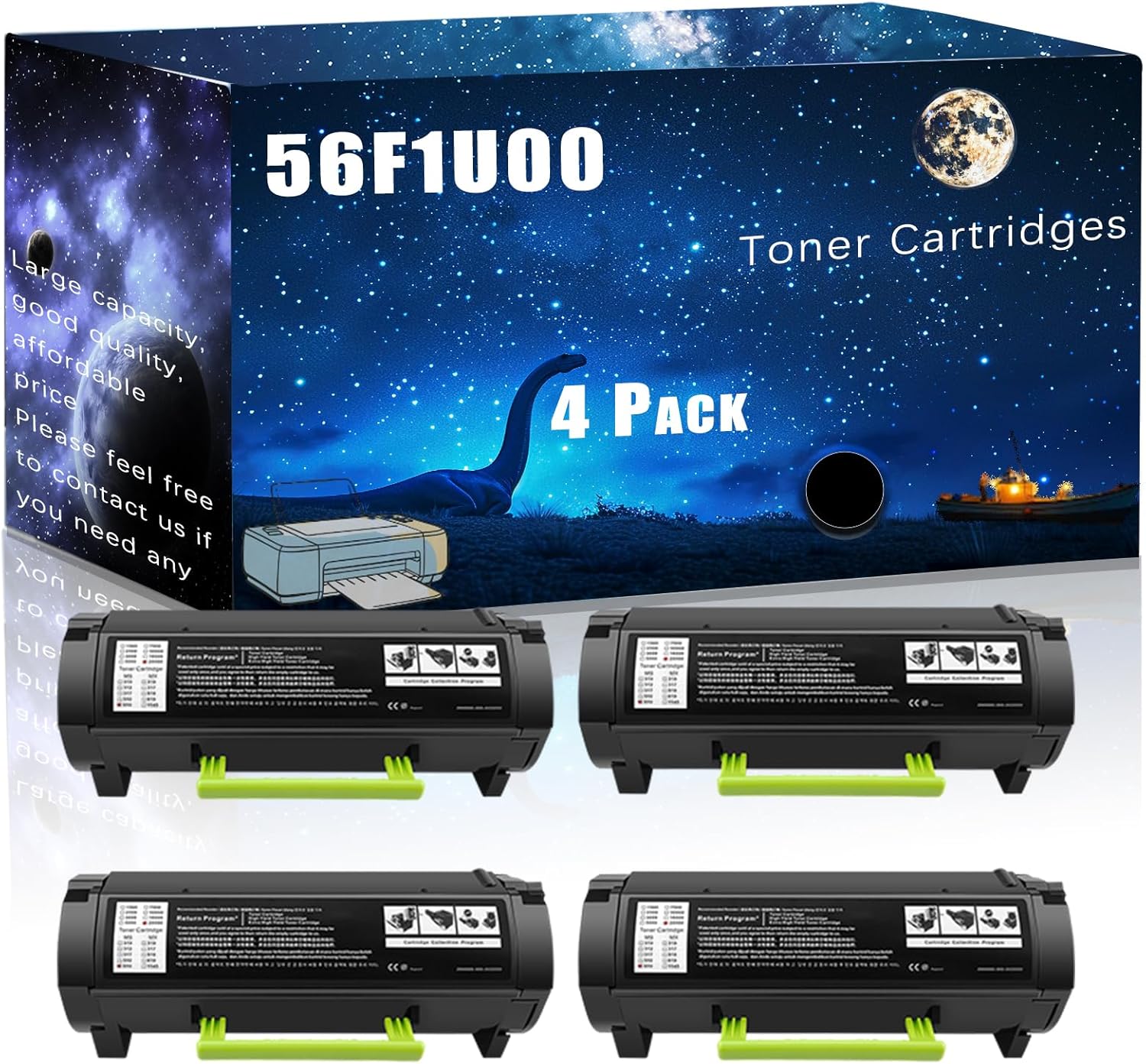56F1U00 Compatible Toner Cartridges Replacement for Lexmark High Yield Compatible MX522adhe MX622ade MX622adhe MS521dn Printers, Meet Printing Needs (4 Pack Black)
