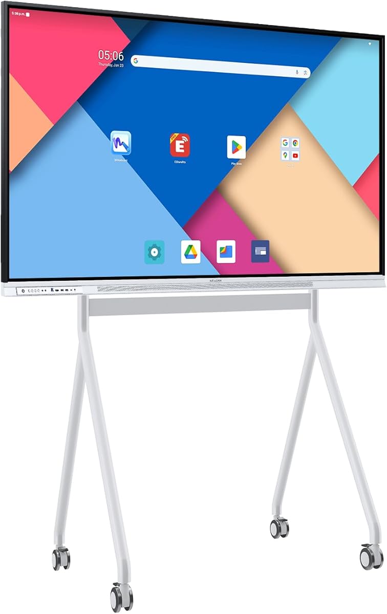 NEWORK Smart Board with Mobile Cart, 65 Inch Digital Whiteboard for Classroom and Office, NewBoard 4K Interactive Whiteboard with Google EDLA-Certified, Android 14, 8+64 GB, Google Play