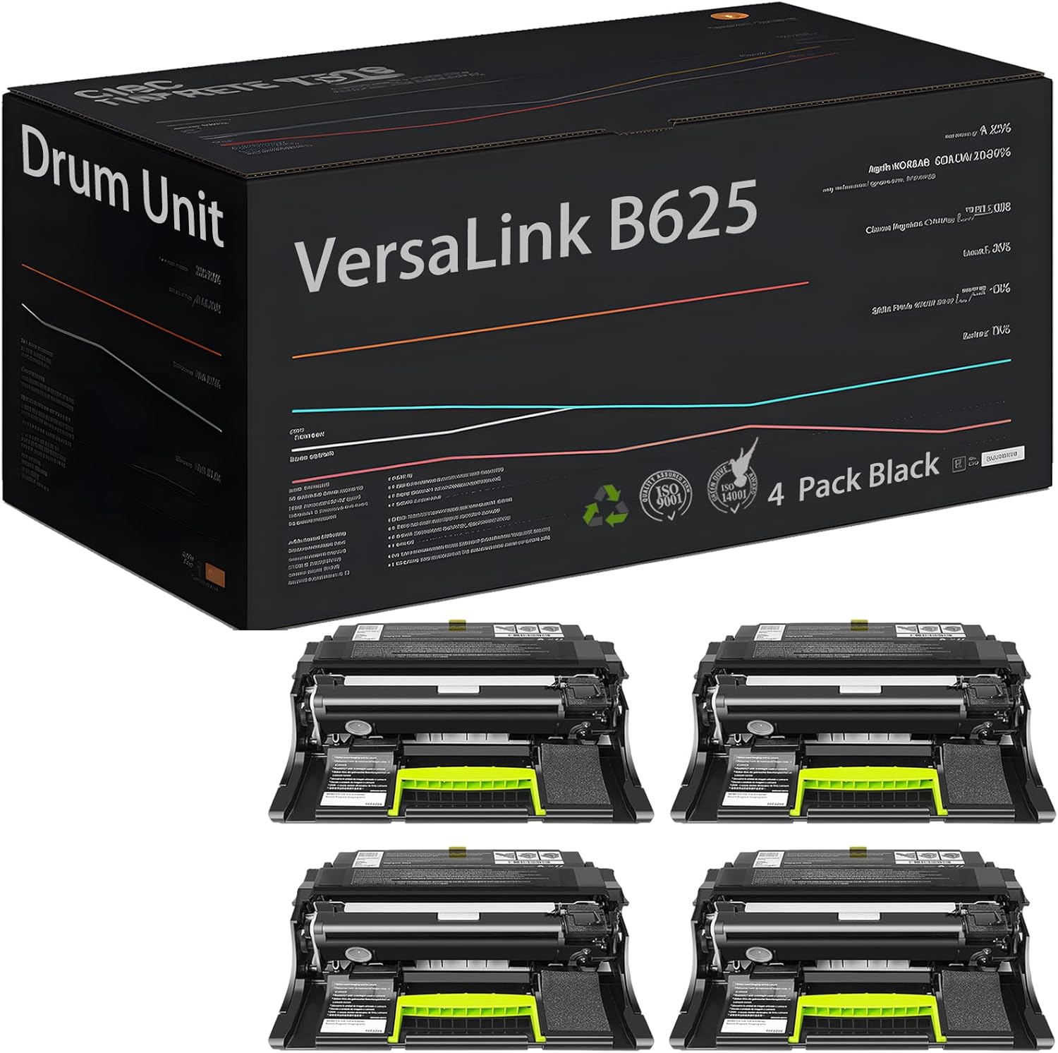 Black Drum Unit Compatible with Xerox VersaLink B625, 013R00699 Photoconductor High Yield 101000 Pages (4 Pack Black)