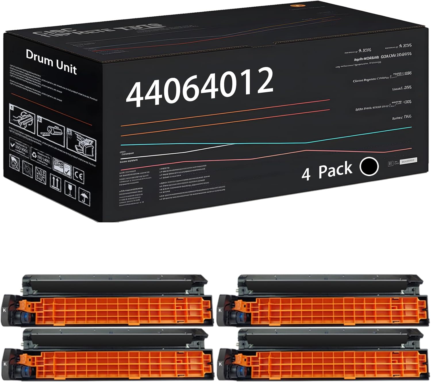 UVUMB Compatible with Okidata OKI 44064012 44064011 44064010 44064009 Drum Unit Work for Okidata OKI C810 C810n C810dn C810cdtn C830 C830n C830dn Printers (4 Pack Black)