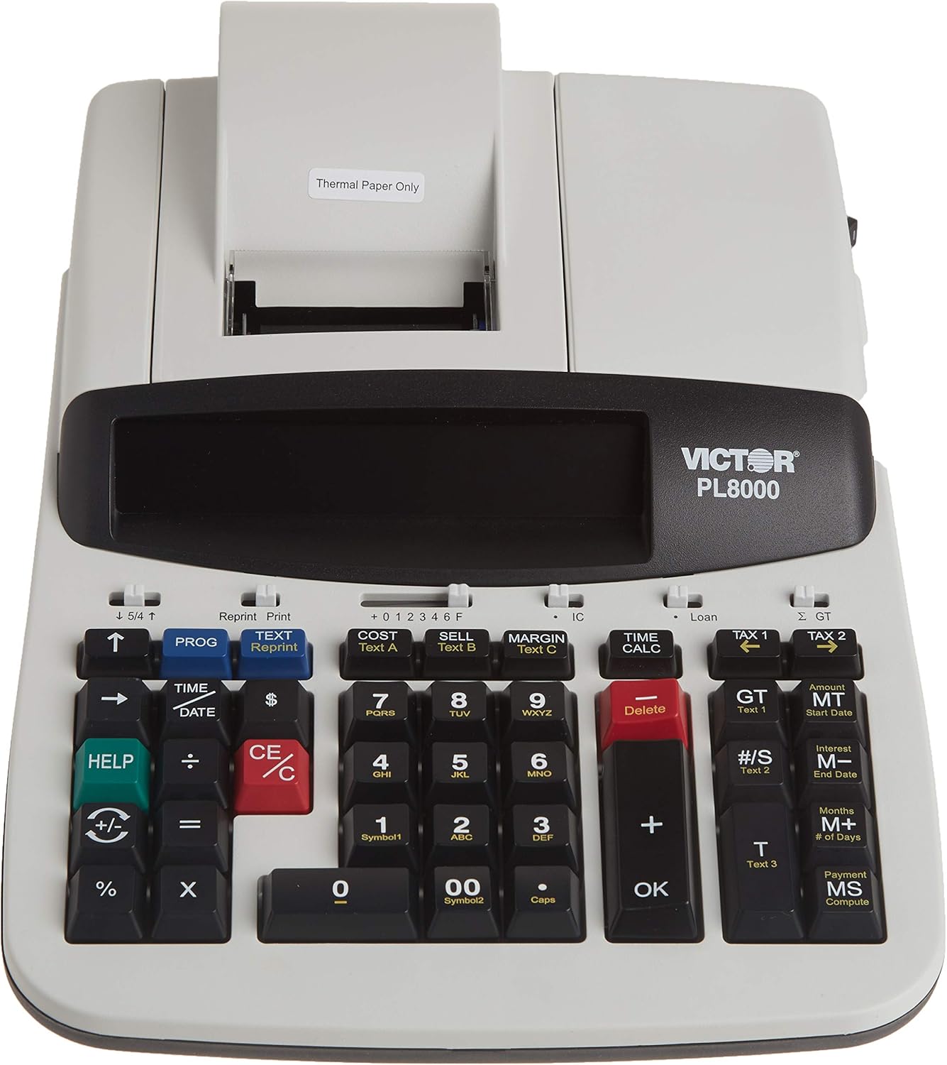 Victor Technology PL8000 Thermal Printing Calculator, Prompt Logic, Help Key, 8.0 Lines Per Second