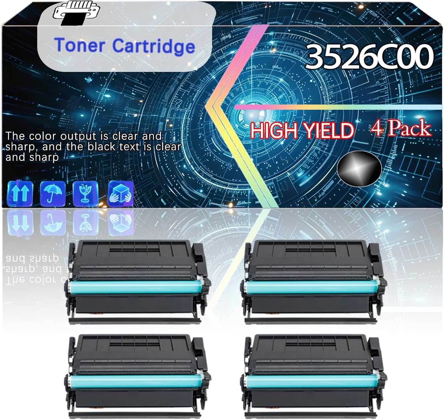 3526C001AA Compatible for Canon imageCLASS X MF1643i II MF1643iF II Printers, Replacement Toner Cartridge High Yield Printer Accessories (4 Pack Black)