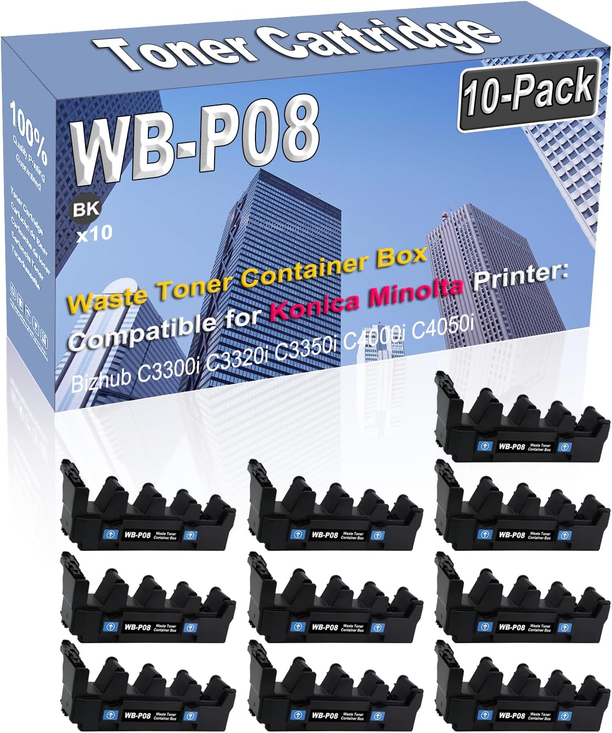 Credibility Store 10-Pack (Black) Compatible High Capacity WB-P08 WBP08 ACDN0Y1 Waste Toner Container Box Used for Konica Minolta Bizhub C3300i C3320i C3350i C4000i C4050i Printer