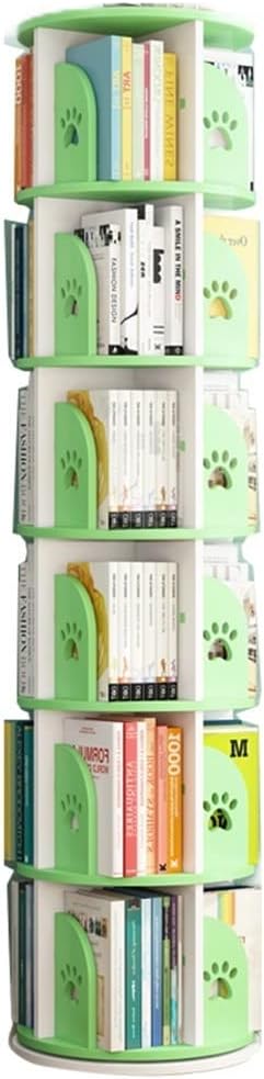 Environmental MDF Bookcase Corner Tall Book Shelf,Modern Contemporary 360°Rotating Storage,Children's Picture Book Rack, Simple Home (Color : Green, Size : 50 * 190cm)