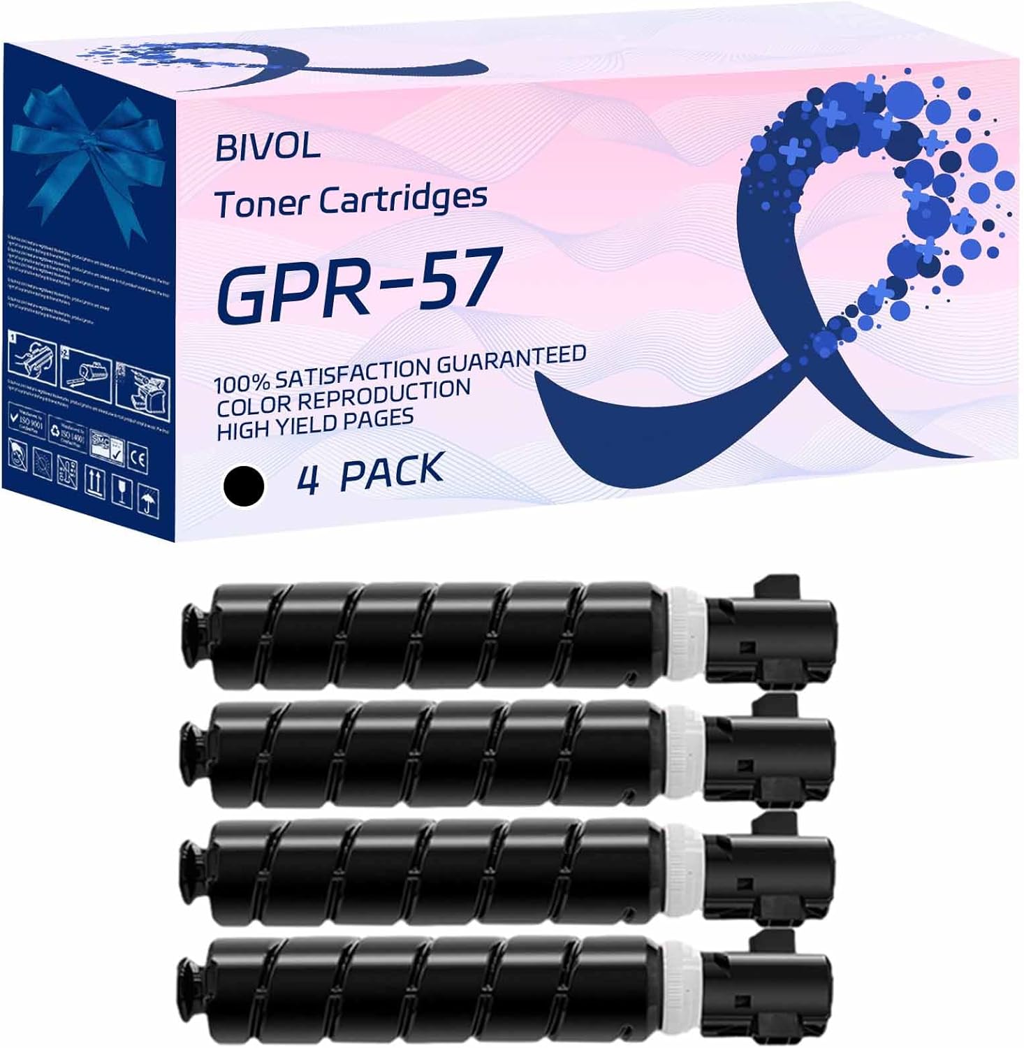 GPR-57 Toner Cartridges Compatible for Canon imageRUNNER Advance 4545i 4545i II 4545i III 4551i 4551i II 4551i III Printers, High Yield 43100 Pages (4 Pack Black)