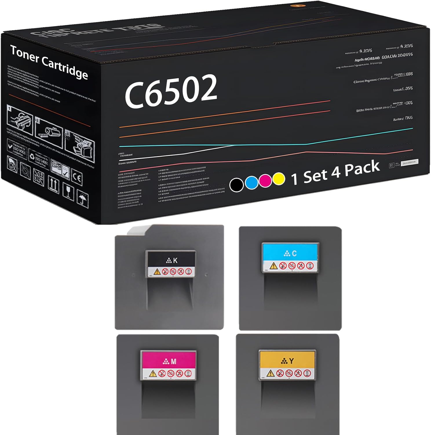 UVUMB C6502 Toner Cartridge Compatible for Ricoh MP C6502 C8002 C6502SP C8002SP Printers, with Chip, High Yield 40000 Pages, High-Definition Printing (Multicolor)