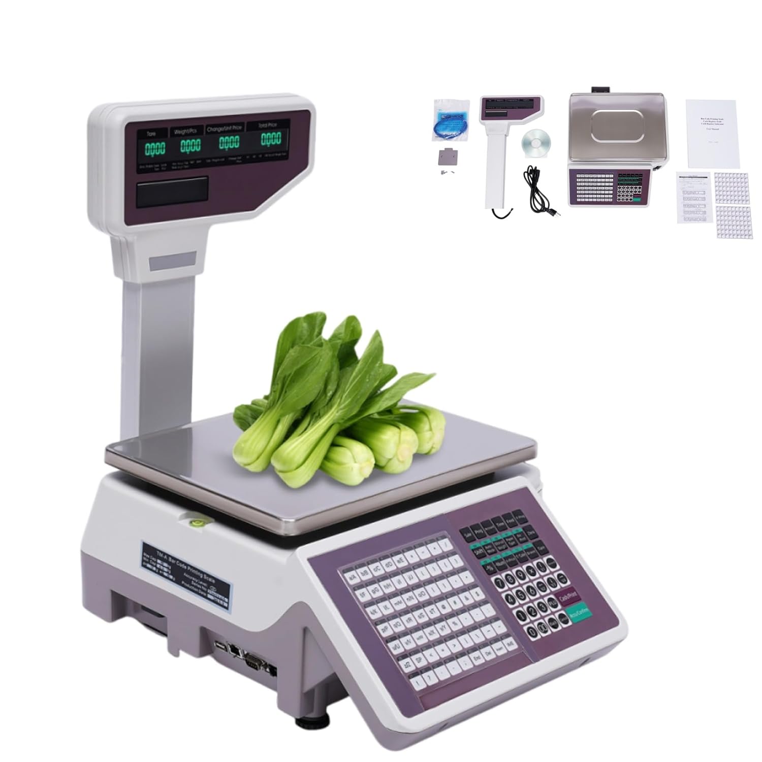 Electronic Digital Food Scale 66lb with Label Printer | Commercial Kitchen Scale for Shipping, Baking, Postal Use | Large LCD Display & Thermal Printing Function