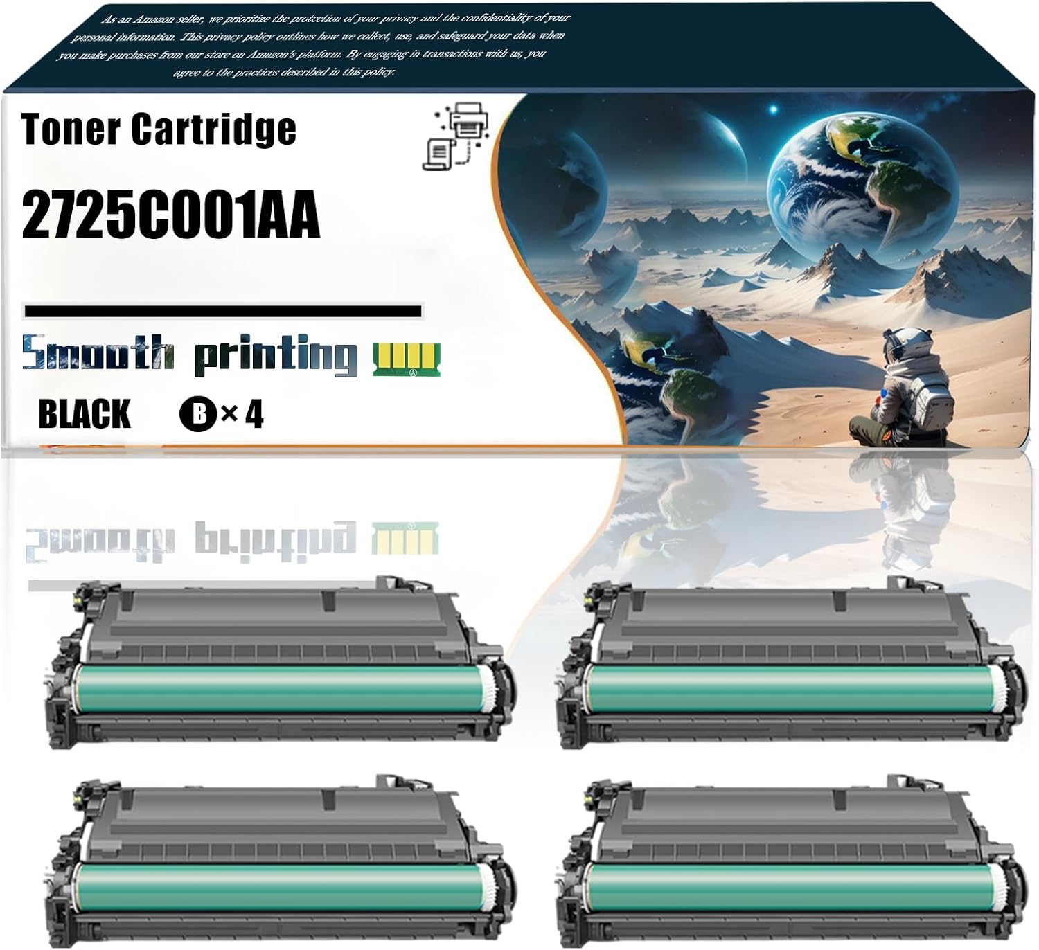 Replacement Parts Toner Cartridge 2725C001AA Compatible with Canon imageRUNNER Advance DX 617iF 617iFZ 619iF 619iFZ Printers, Contains Chip and Clear Printing (4 Pack Black)