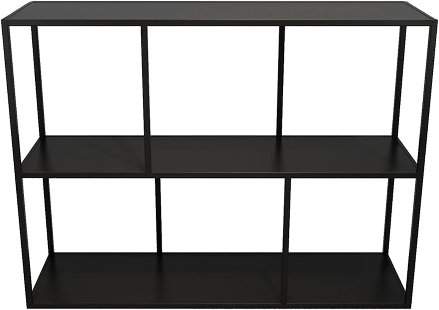 WAOCEO Shelf Bookcase Iron Floor Bookshelf Home Living Room Office Storage Rack Simple Background Wall Bookcase Book Storage Organizer Shelves (Color : Black, Size : L)