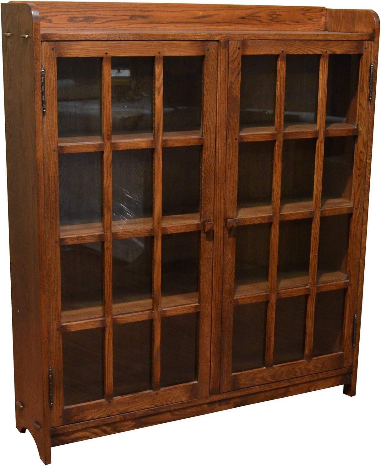 Crafters and Weavers Arts and Crafts 2-Door Wood Bookcase in Walnut