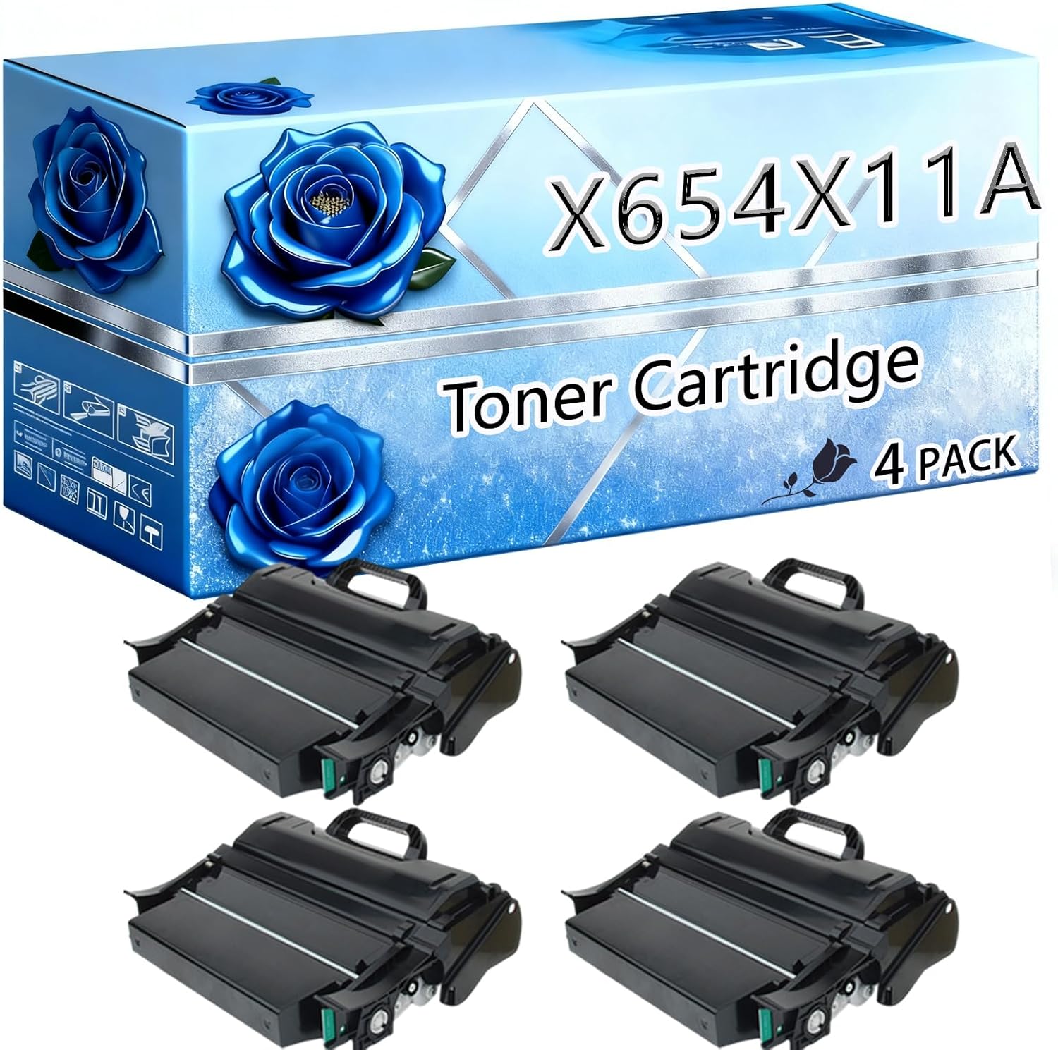 BIVOL Compatible Toner Cartridge Replacement for Lexmark X654X11A High Yield 46000 Pages X654de X656dte X658dte X656de X658dtme MFP Printers (4 Pack Black)