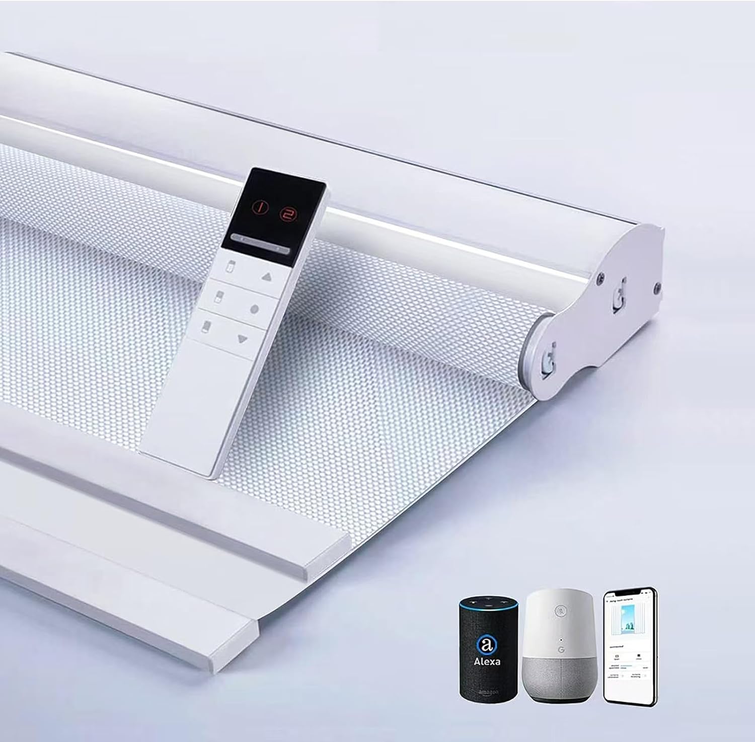 TIPIACE Day and Night Dual Layers Motorized Roller Blinds Shades Rechargeable Motor Suitable for Home, Office, Hotel Windows (White+White 8018)