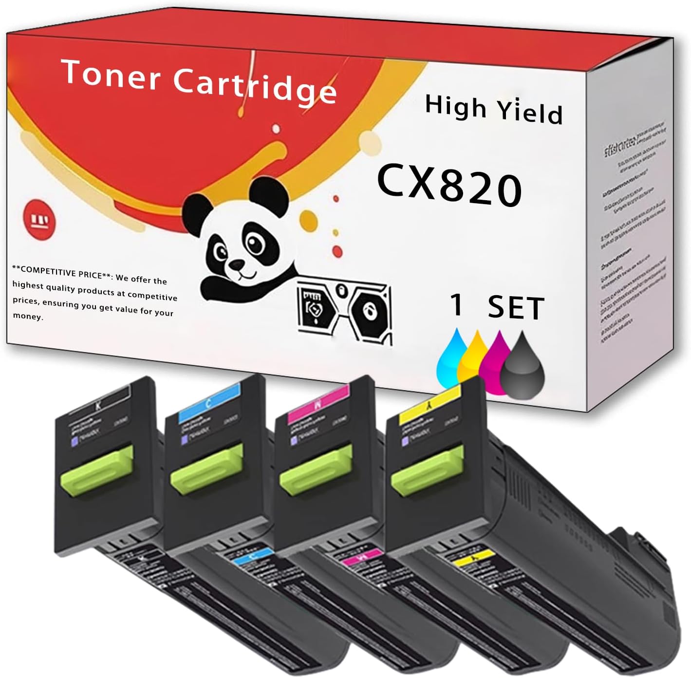 CX820 Toner Cartridge Compatible for Lexmark 72K00KG 72K00CG 72K00MG 72K00YG CS820 CX820 CX860dte CS820dte CX825 CX860 CX820dtfe CX825dtfe Printers (Multicolor)