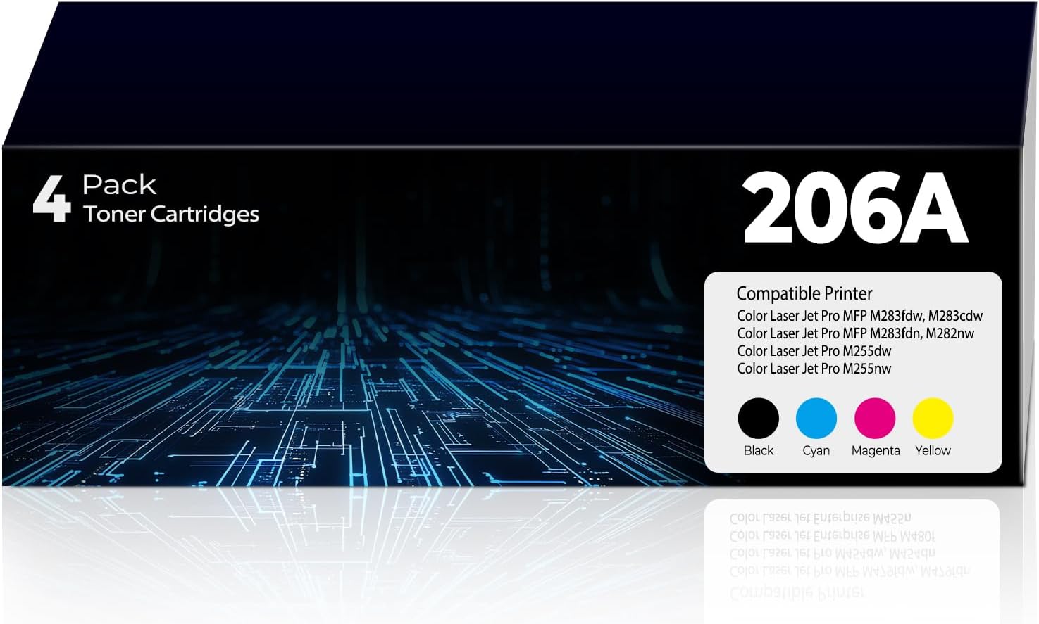 206A Toner Cartridges 4 Pack M283fdw M283cdw for HP 206A 206X 206 HP206A HP206X Toner Cartridges, Laser Jet M283fdw Toner Cartridge, Color Laser Jet Pro MFP M255dw M283cdw M283fdn M255nw M282nw Ink