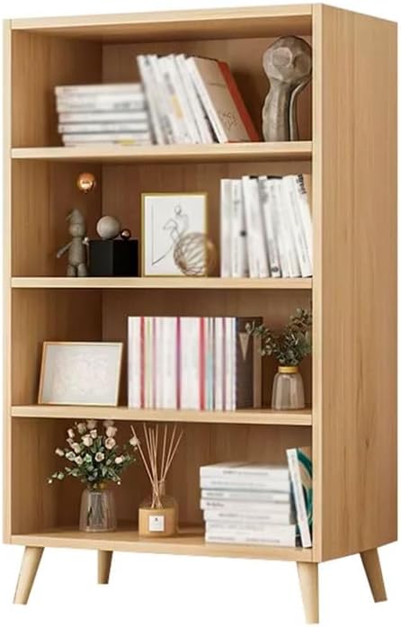 Open Wooden Shelf Bookcase, Free Standing Display Cabinet Rack with Legs, Removable Cubes Bookshelf Storage Rack Organizer Small File Cabinet Bookcase (Color : Natural, Size : 60x24x118cm)