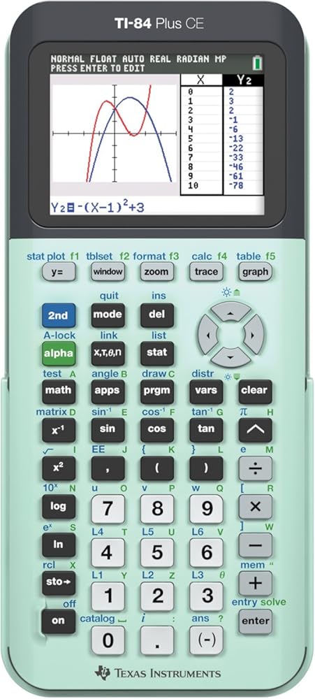TI-84 Plus CE Color Graphing Calculator, Mint (Renewed)